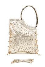 Cargar imagen en el visor de la galería, Crystal Embellished Convertible Top Handle Bag
