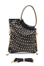 Cargar imagen en el visor de la galería, Crystal Embellished Convertible Top Handle Bag
