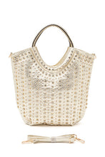 Cargar imagen en el visor de la galería, Crystal Studs Embellished Top Handle Tote Bag
