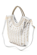 Cargar imagen en el visor de la galería, Crystal Studs Embellished Top Handle Tote Bag
