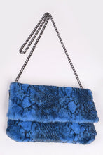 Cargar imagen en el visor de la galería, Faux Shearling Snake Print Shoulder Bag
