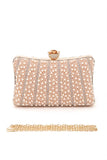 Pearl Rhinestone Evening Formal Box Clutch