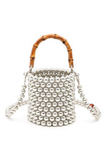 Cargar imagen en el visor de la galería, Bamboo Top Handle Beaded Bucket Clutch Bag
