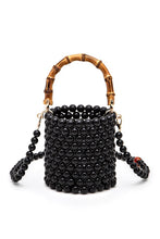 Cargar imagen en el visor de la galería, Bamboo Top Handle Beaded Bucket Clutch Bag
