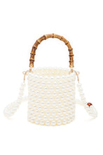 Cargar imagen en el visor de la galería, Bamboo Top Handle Beaded Bucket Clutch Bag
