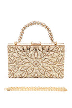 Cargar imagen en el visor de la galería, Pearl Studs Rhinestone Handle Flower Box Clutch
