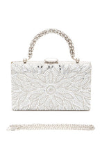 Cargar imagen en el visor de la galería, Pearl Studs Rhinestone Handle Flower Box Clutch
