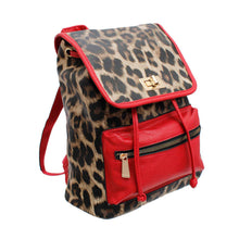 Cargar imagen en el visor de la galería, Backpack Leopard and Red Flap Bag Set for Women
