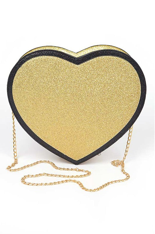 Glitter Heart Shape Novelty Crossbody Bag