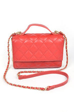 Cargar imagen en el visor de la galería, Gold Trim Quilted Top Handle Crossbody Bag
