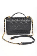 Cargar imagen en el visor de la galería, Gold Trim Quilted Top Handle Crossbody Bag
