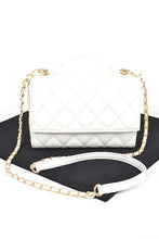 Cargar imagen en el visor de la galería, Gold Trim Quilted Top Handle Crossbody Bag
