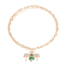 Load image into Gallery viewer, Unique Green Striped Bee Chain Link Necklace
