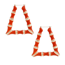 Load image into Gallery viewer, Orange Trapozoid Bamboo Hoops
