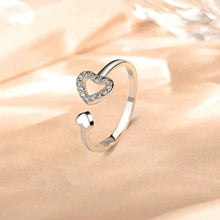 Cargar imagen en el visor de la galería, 925 Sterling Silver Inlaid Zircon Heart Open Ring
