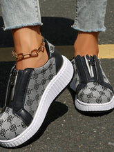 Cargar imagen en el visor de la galería, Floral Round Toe Sneakers with Zip
