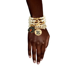 Cargar imagen en el visor de la galería, Cream Pearl Black Girl Magic Charm Bracelets
