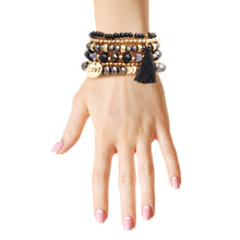 Cargar imagen en el visor de la galería, Black Glass Love 6 Pcs Bracelets
