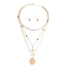 Load image into Gallery viewer, Gold Glass and Cross Charm Necklace
