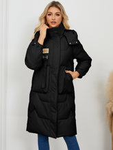 Cargar imagen en el visor de la galería, Long Sleeve Longline Hooded Winter Coat

