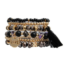 Cargar imagen en el visor de la galería, Black Glass Love 6 Pcs Bracelets
