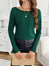 Cargar imagen en el visor de la galería, Lace Detail Butterfly Back Round Neck Long Sleeve T-Shirt
