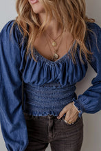 Load image into Gallery viewer, Smocked Long Sleeve Denim Top
