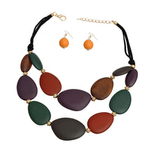 Load image into Gallery viewer, Multi Color Wood Layered Cord Necklace
