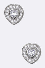 Load image into Gallery viewer, Cubic Zirconia Heart Stud Earrings
