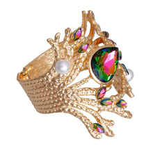 Cargar imagen en el visor de la galería, Pink Green Gold Branched Crystal Cuff
