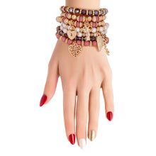 Cargar imagen en el visor de la galería, Mauve Bead and Pearl Love Bracelets

