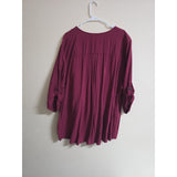 Laura Scott Women's Burgundy Button-Up Blouse - Size 3X