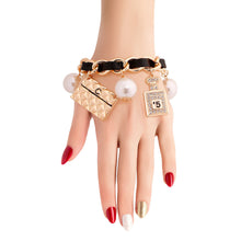Cargar imagen en el visor de la galería, Gold and Black Perfume Charm Bracelet
