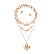 Load image into Gallery viewer, Gold Layered Chain Flower Necklace
