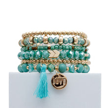 Load image into Gallery viewer, Turquoise Glass Love 6 Pcs Bracelets
