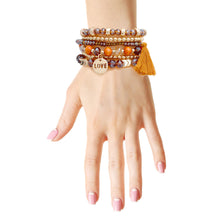 Load image into Gallery viewer, Brown Glass Love 6 Pcs Bracelets
