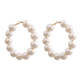 Large Cream Pearl Hoop Earrings