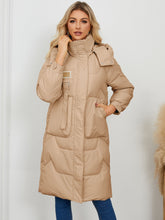 Cargar imagen en el visor de la galería, Long Sleeve Longline Hooded Winter Coat
