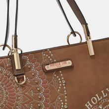 Cargar imagen en el visor de la galería, Nicole Lee USA Metallic Stitching Embroidery Inlaid Rhinestone Tote Bag
