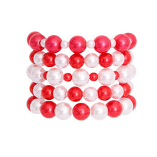 Cargar imagen en el visor de la galería, 5 Pcs DST Red and White Pearl Bracelets
