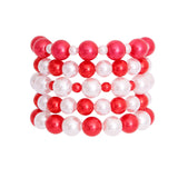 5 Pcs DST Red and White Pearl Bracelets