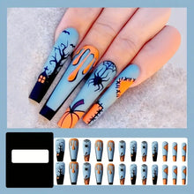 Load image into Gallery viewer, Press On Nails, Halloween Horror Grimace Blood Drop With Design, Mixed Fake Nails Long Almond/Coffin Glue On Nails Set With Adhesive Tabs Nails File For Women

