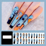 Press On Nails, Halloween Horror Grimace Blood Drop With Design, Mixed Fake Nails Long Almond/Coffin Glue On Nails Set With Adhesive Tabs Nails File For Women