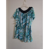 Cato Woman Plus Size Printed Blouse with Pleated Neckline - PREOWNED