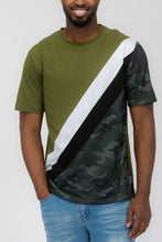 Load image into Gallery viewer, SHORT SLEEVE CAMO COLOR BLOCK TSHIRT
