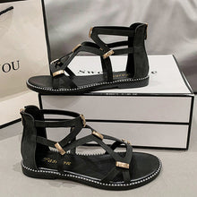 Cargar imagen en el visor de la galería, Open Toe Back Zipper Flat Sandals
