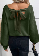 Load image into Gallery viewer, Tied Back V-Neck Long Sleeve Sweater
