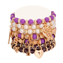 Cargar imagen en el visor de la galería, Purple Bead and Pearl Love Bracelets
