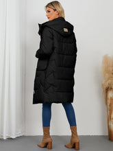 Cargar imagen en el visor de la galería, Long Sleeve Longline Hooded Winter Coat
