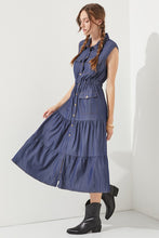 Load image into Gallery viewer, PLUS SLEEVELESS BUTTON DOWN COLLARED DENIM DRESS
